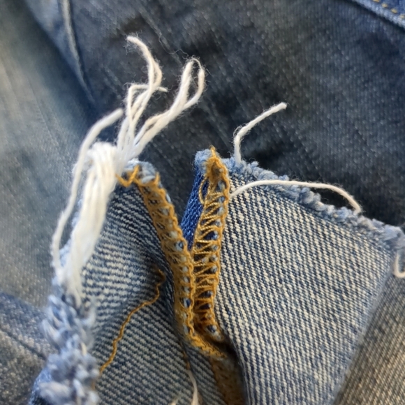 Y2K Holliester Denim Skirt with Frayed Hem Womens Size 9L Patch Skater Grunge - Picture 10 of 10